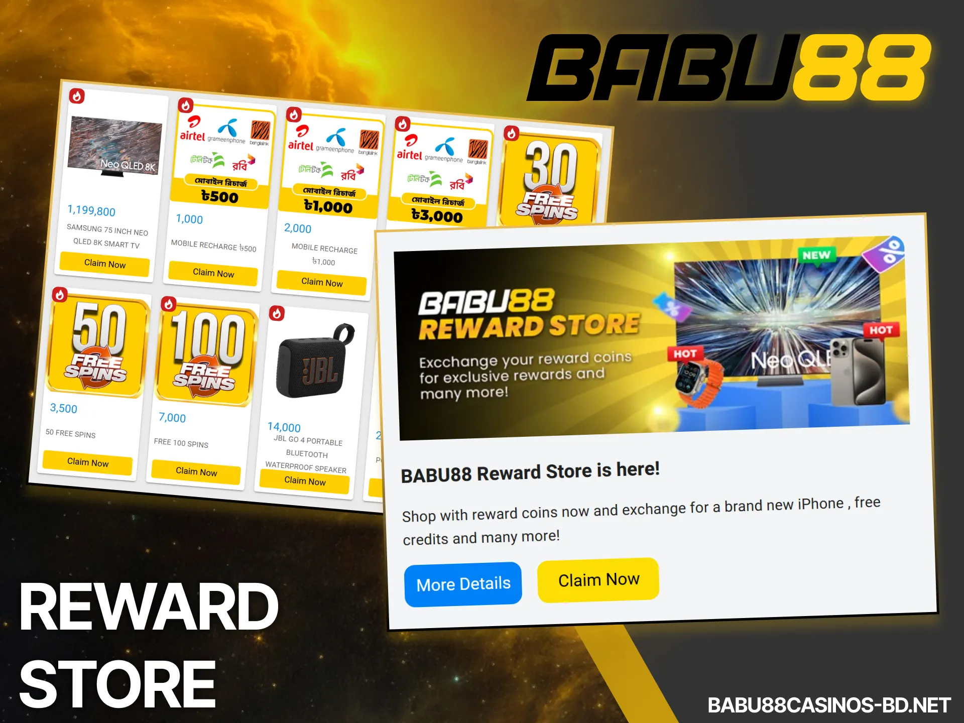 Exchange your points for exclusive prizes at the Babu88 Reward Store.