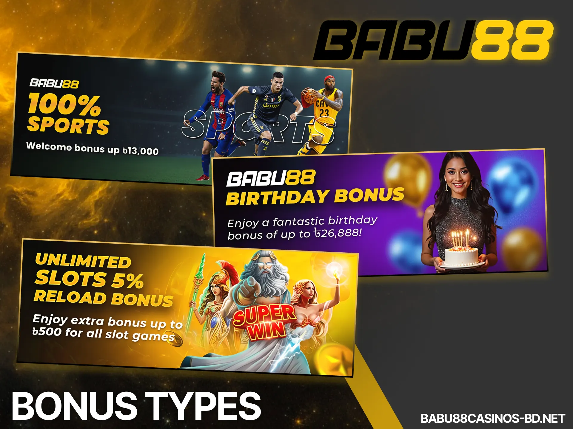 Explore the diverse Babu88 casino bonus types.