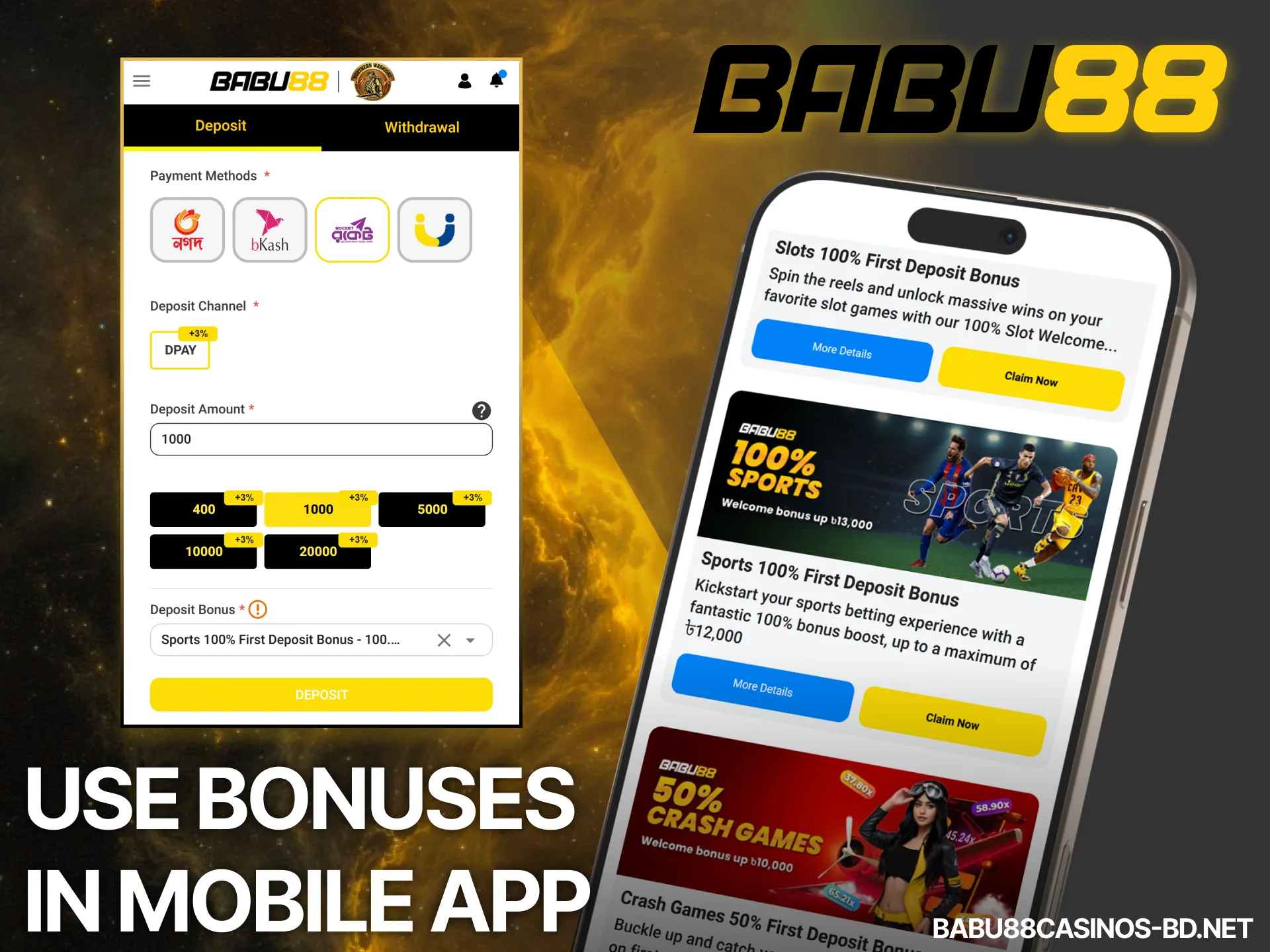 Discover how to use your bonuses in the Babu88 app while playing on the go.