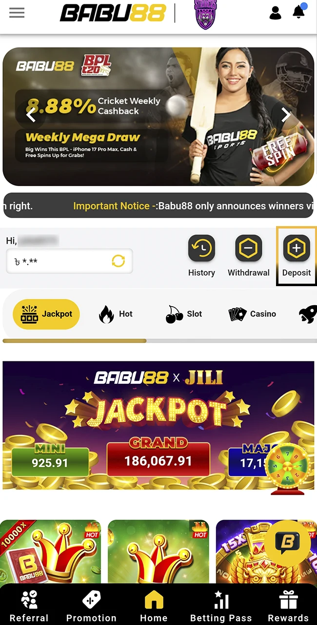 Go to the cashier on the official Babu88 website now.