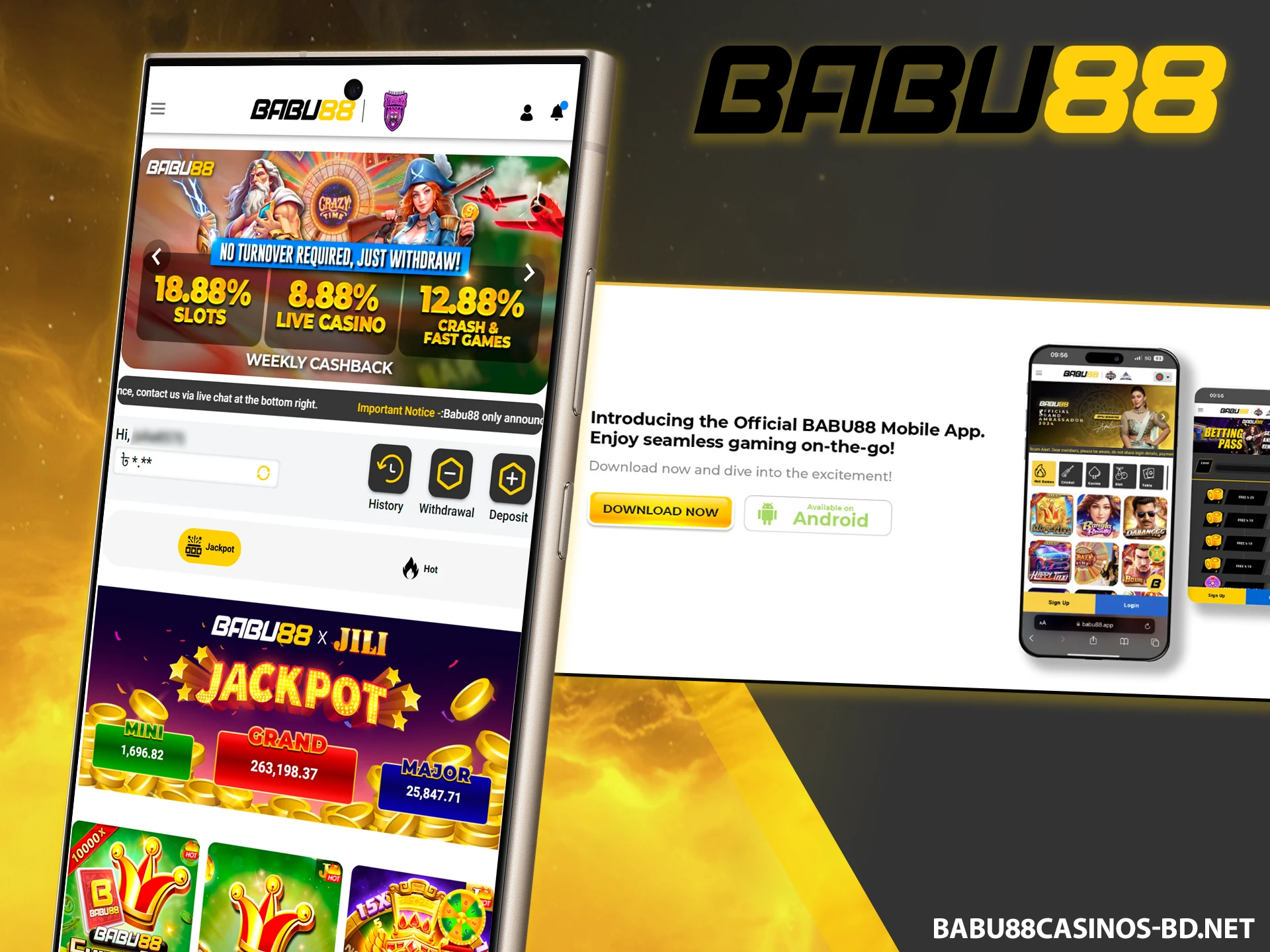 Download the Android app version directly from the official Babu88 website.