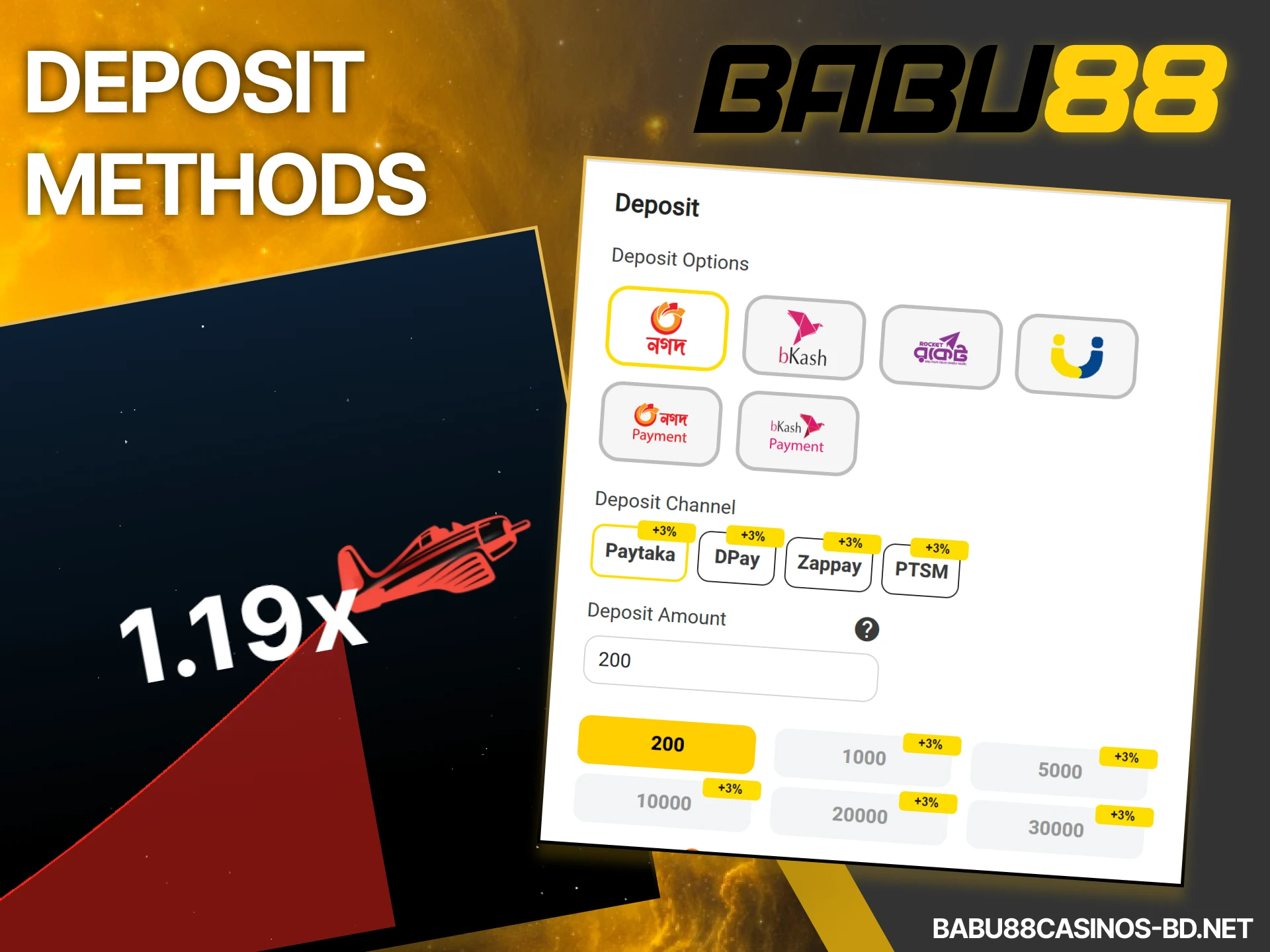 Secure BDT payment options including bKash and Nagad for Aviator.