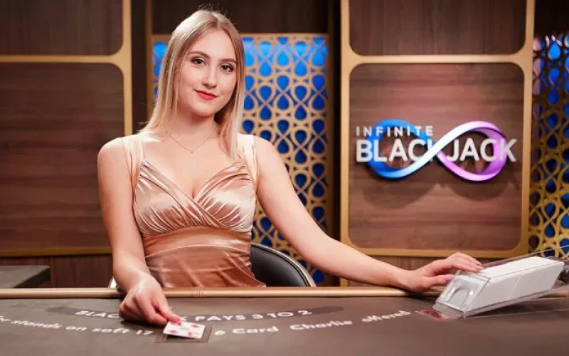 Live blackjack table with unlimited seats for players.