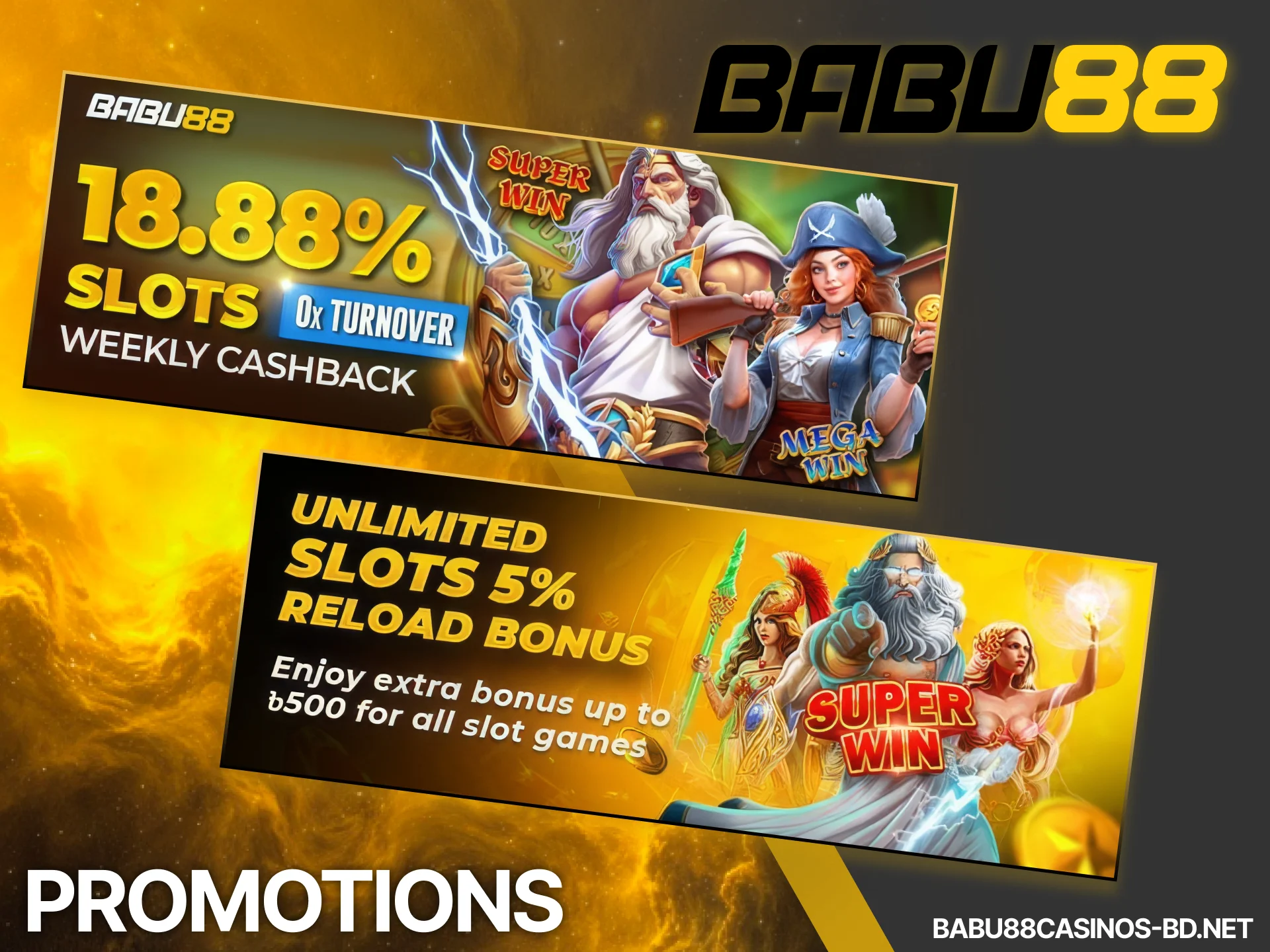 List of reload bonuses and cashback deals for active Babu88 users.